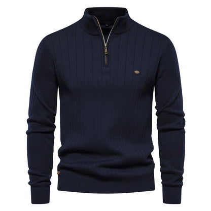 Evan – Ribbed Quarter-Zip Knit Jumper for Men