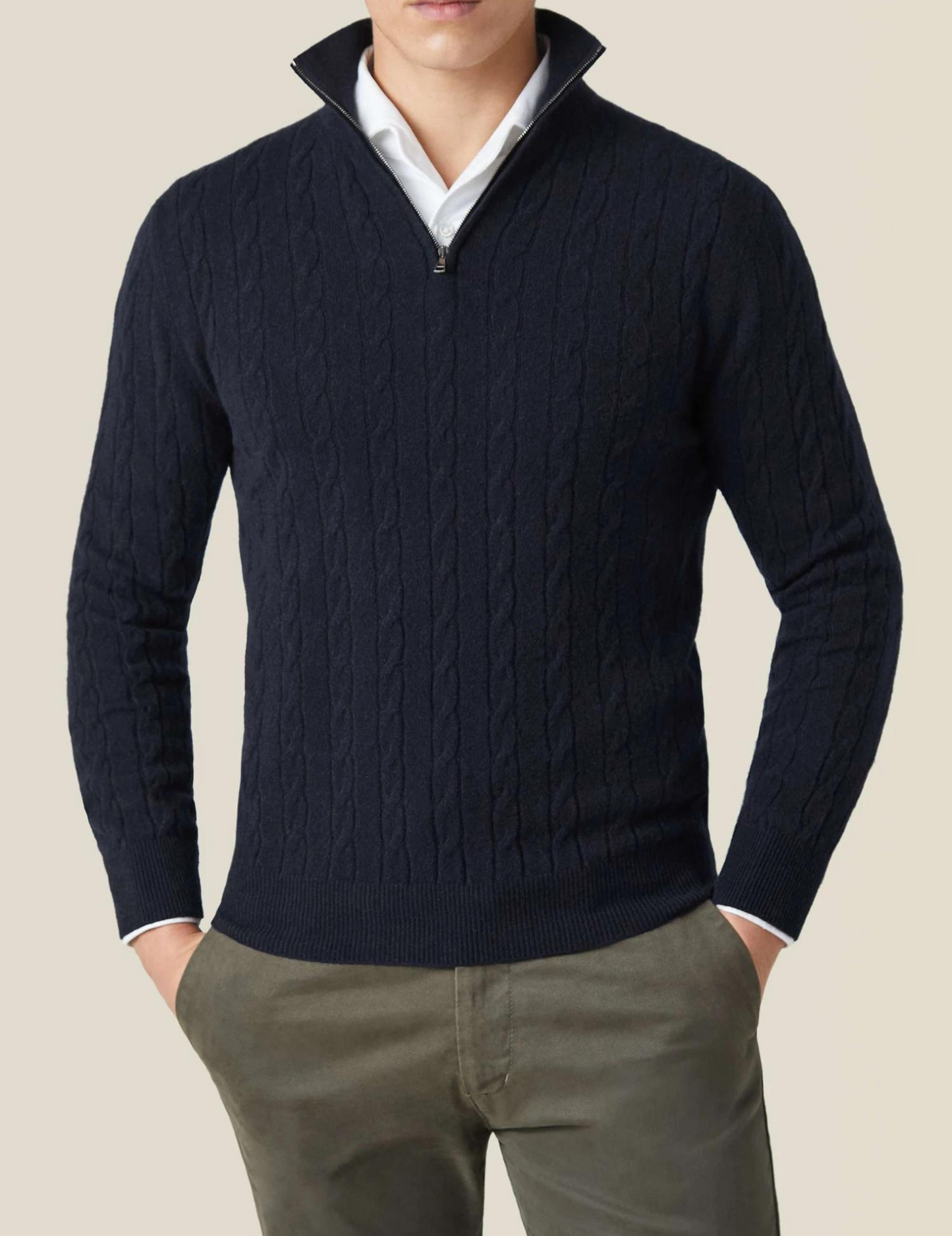 Grant – Quarter-Zip Cable Knit Jumper for Men