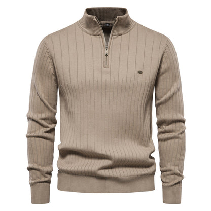 Evan – Ribbed Quarter-Zip Knit Jumper for Men