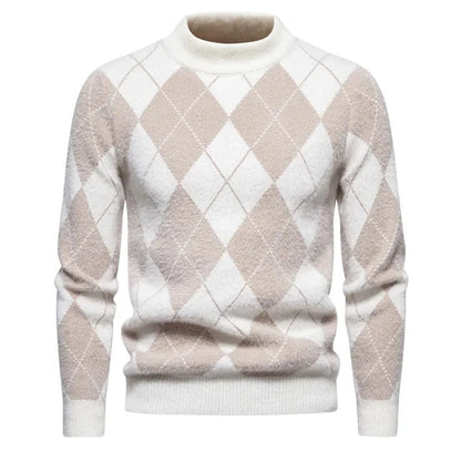 Elliot – Argyle Pattern Knitted Wool Jumper for Men