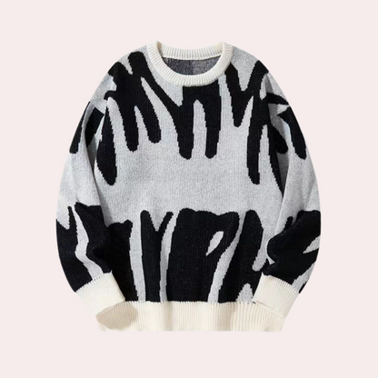 Kai - Oversized Knitted Jumper Abstract Pattern for Men