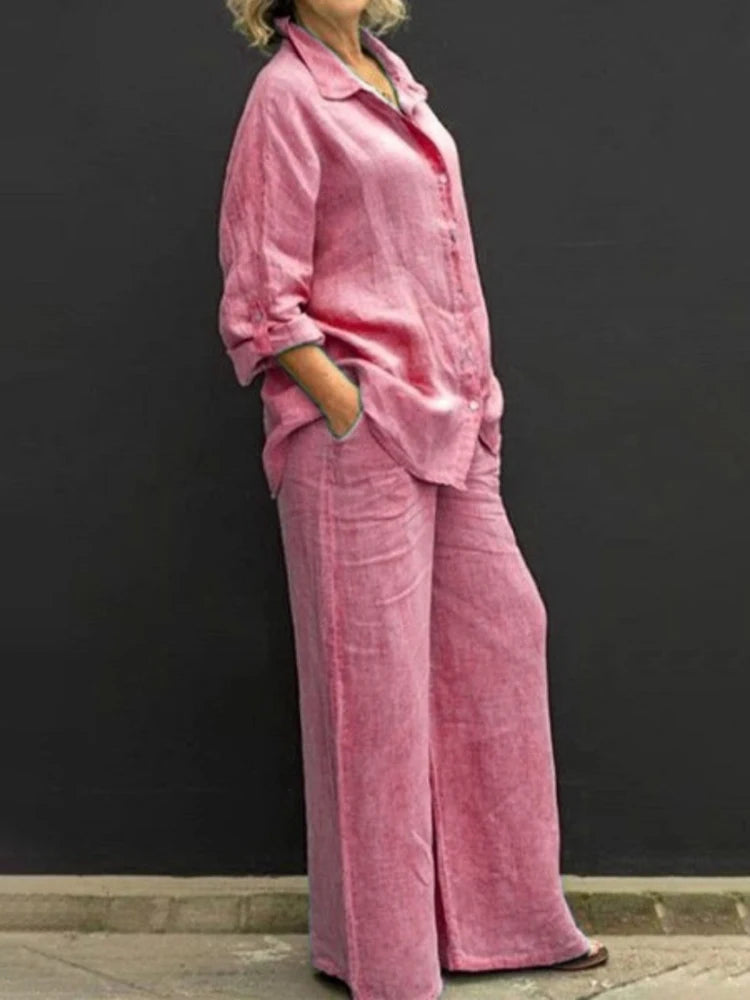 Comfy Women's Casual Long-Sleeve Top and Pants Set