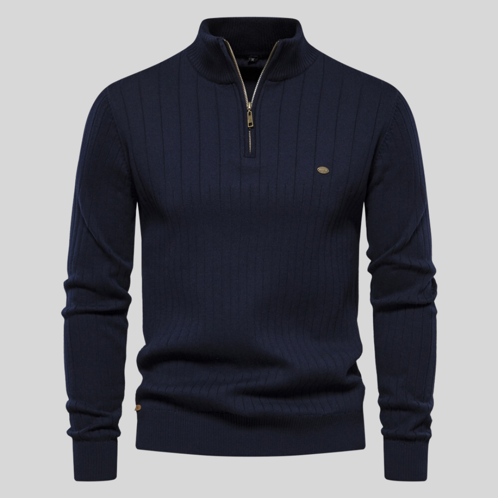 Men's Classic Warm Quarter Zip Jumper - BritishElegance