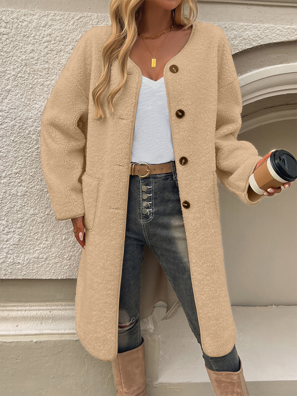 Warm Women's Cozy Long Wool Cardigan with Pockets