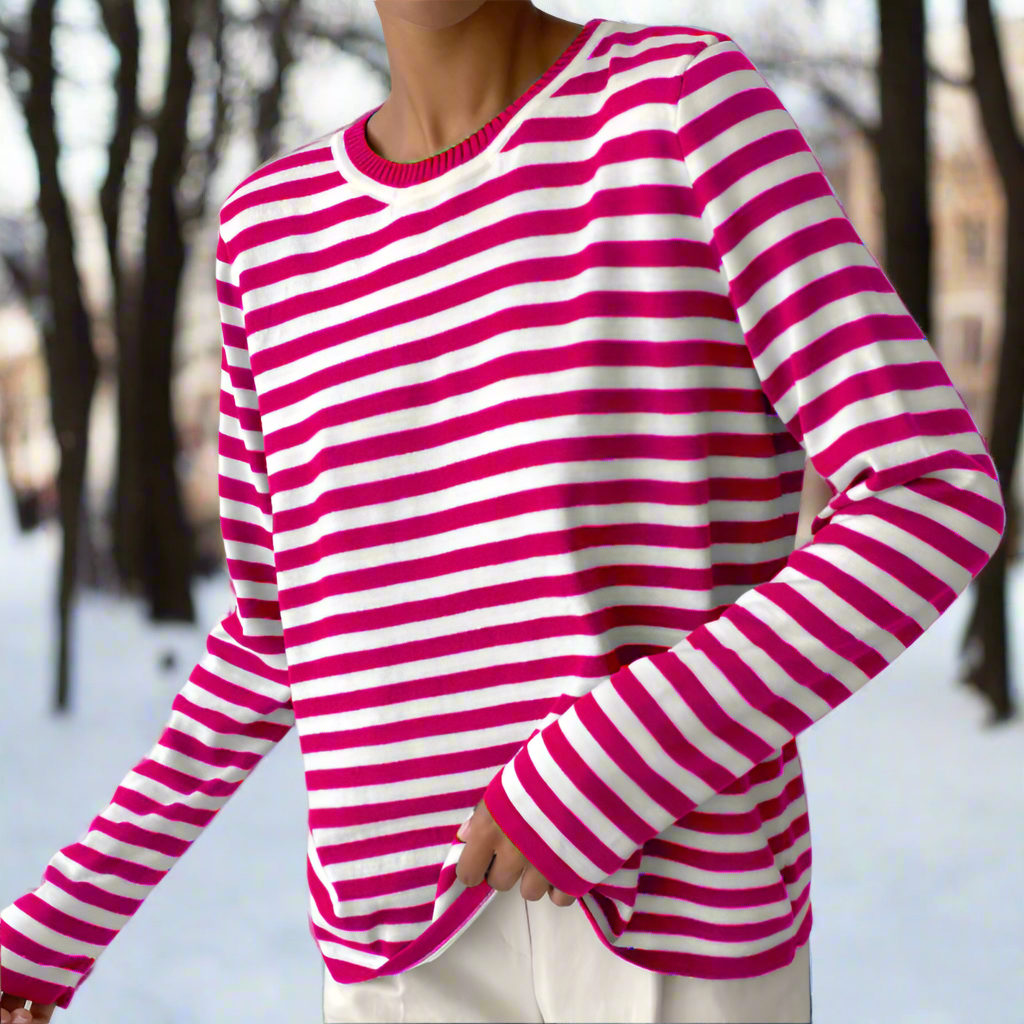 Classic Women's Vertical Stripe Tee Shirt