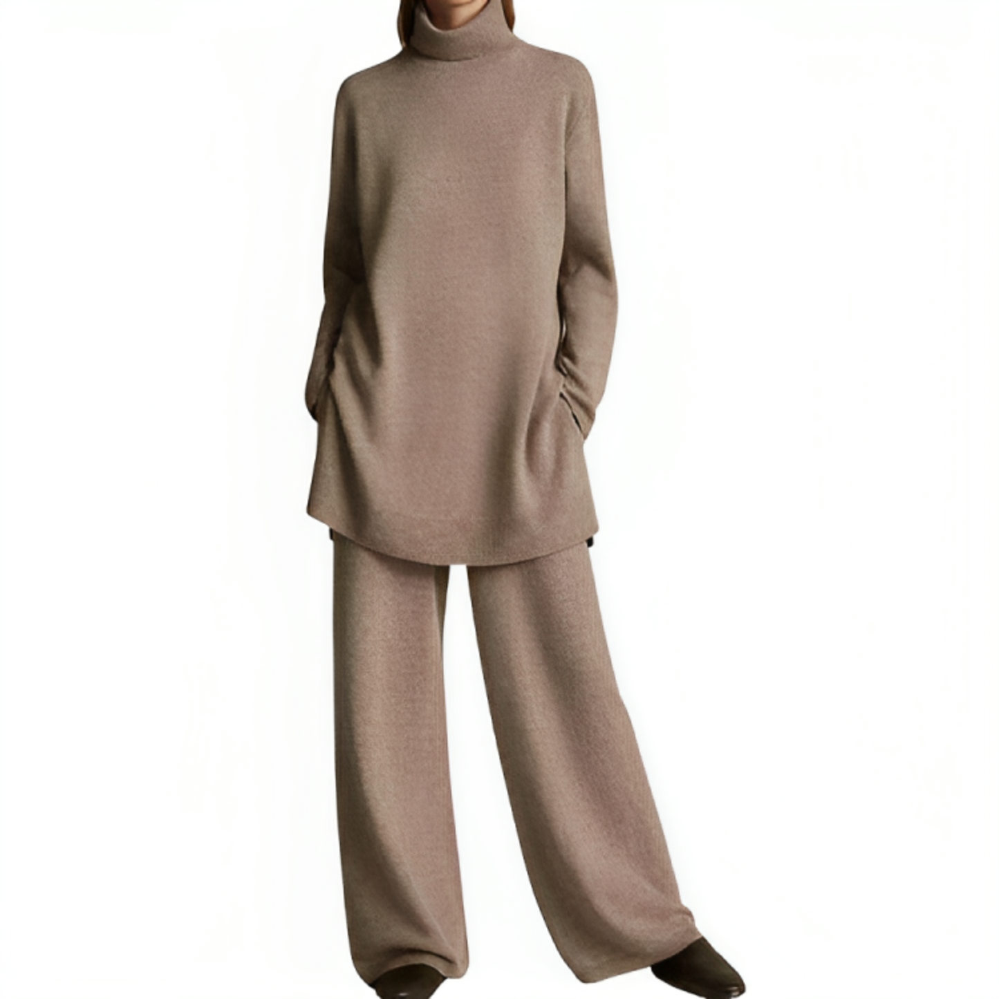 Relaxed Fit Crew Neck Jumpsuit Set for Women