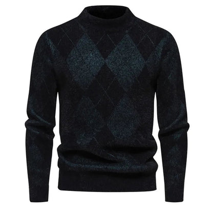 Elliot – Argyle Pattern Knitted Wool Jumper for Men