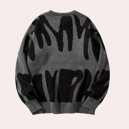 Kai - Oversized Knitted Jumper Abstract Pattern for Men