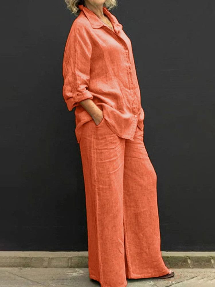 Comfy Women's Casual Long-Sleeve Top and Pants Set