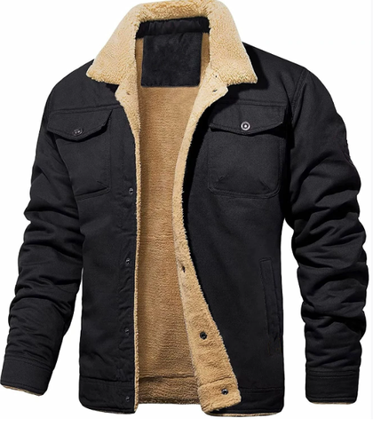 Warm Men's Quilted Bomber Coat with Pockets