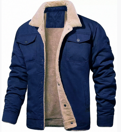Warm Men's Quilted Bomber Coat with Pockets