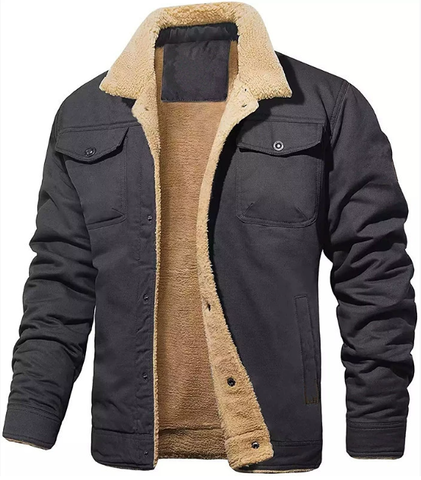 Warm Men's Quilted Bomber Coat with Pockets