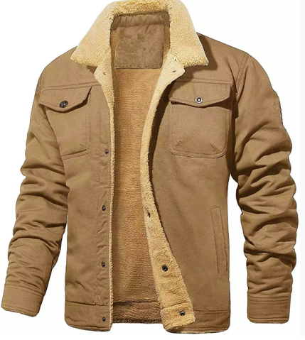Warm Men's Quilted Bomber Coat with Pockets