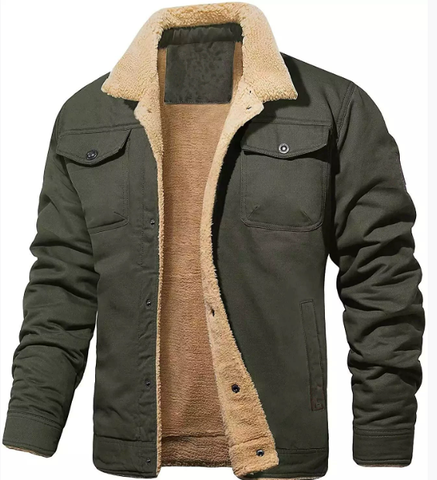 Warm Men's Quilted Bomber Coat with Pockets