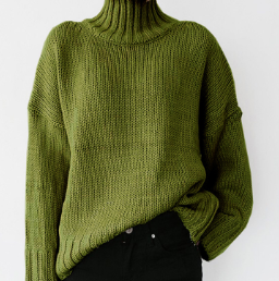 Women's Cozy Lime Green Oversized Sweater - BritishElegance
