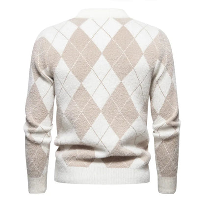 Elliot – Argyle Pattern Knitted Wool Jumper for Men