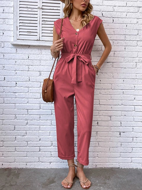 Comfortable Summer V-Neck Jumpsuit for Women