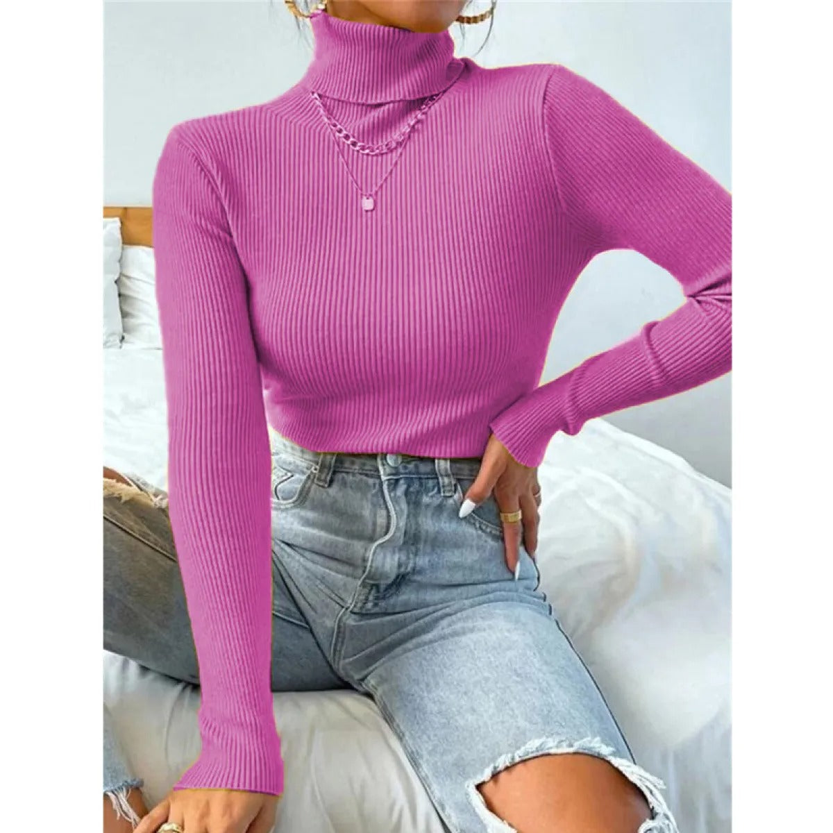 Warm Women's Slim Fit Turtleneck Jumper