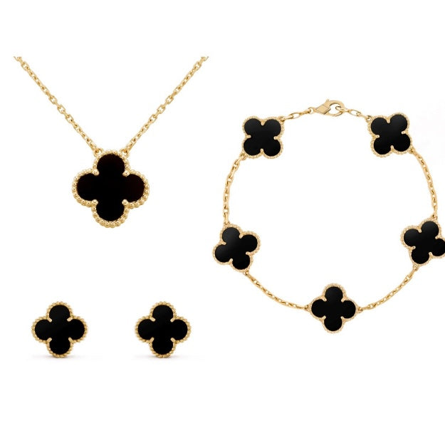 Hypoallergenic Flower Necklace Earrings and Adjustable Bracelet Set