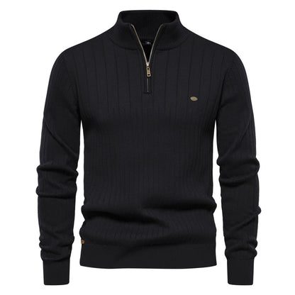 Evan – Ribbed Quarter-Zip Knit Jumper for Men