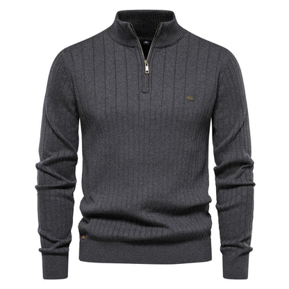 Evan – Ribbed Quarter-Zip Knit Jumper for Men