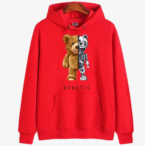 Teddy Print Hoodie Sweater