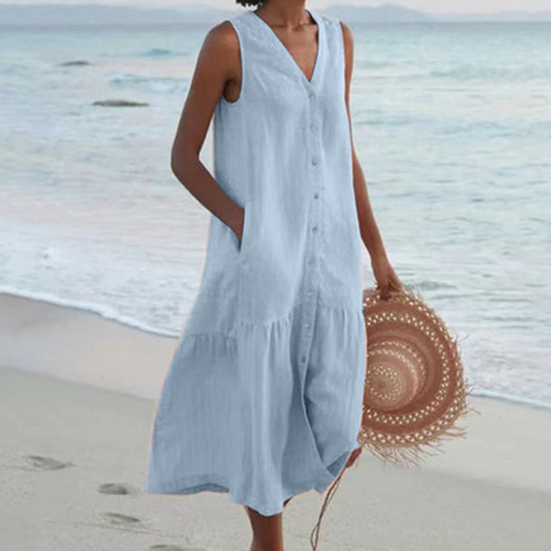 Lynne | Chic Cap Sleeve Midi Dress - BritishElegance