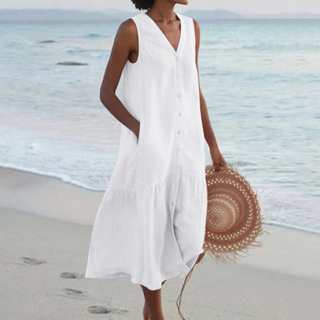 Lynne | Chic Cap Sleeve Midi Dress