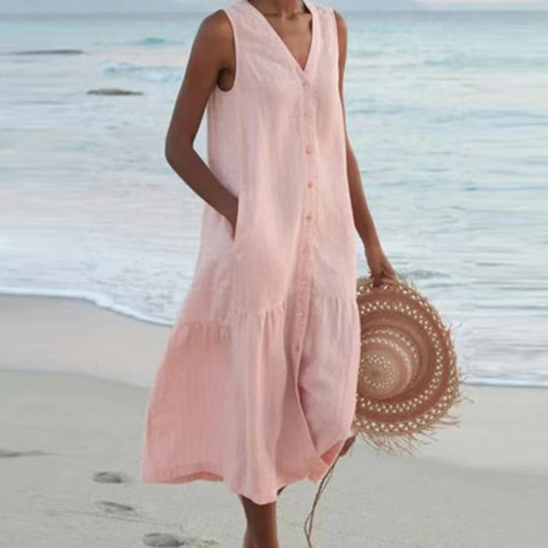 Lynne | Chic Cap Sleeve Midi Dress