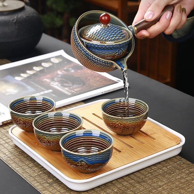 Traditional Chinese Ceramic Tea Set with Infuser - BritishElegance