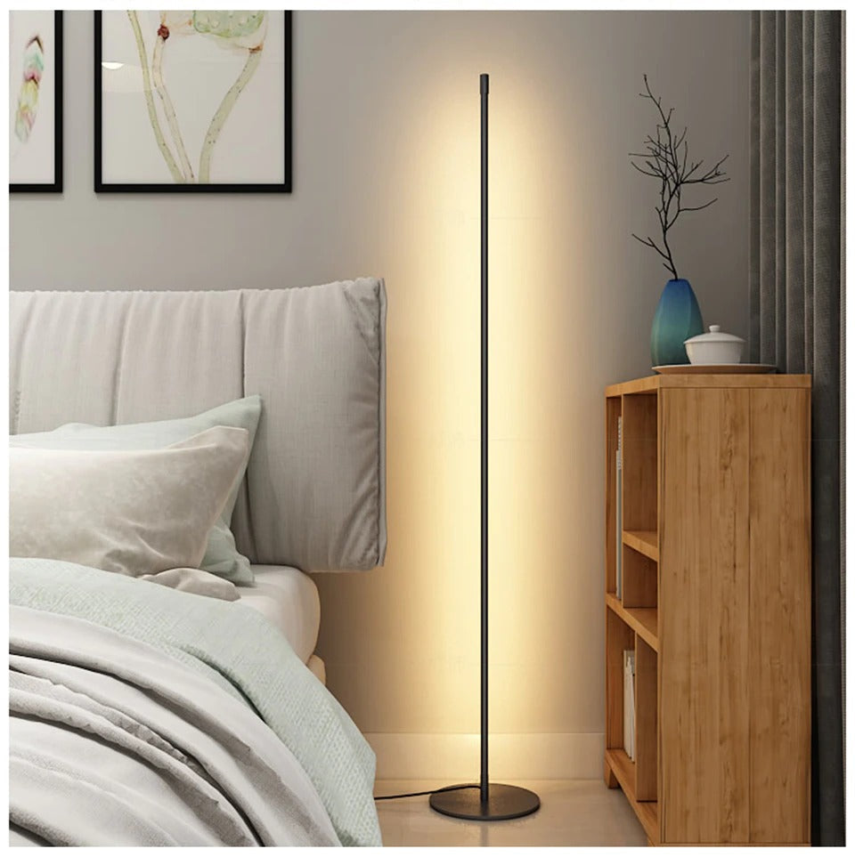 Slim Modern Floor Lamp with LED Strip Lighting - BritishElegance