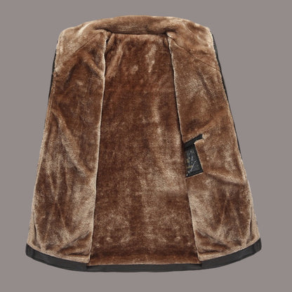Cevori Structured Fit Fuzzy Lining Leather Jacket