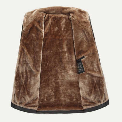 Men’s Faux Leather Winter Jacket with Plush Fur Lining