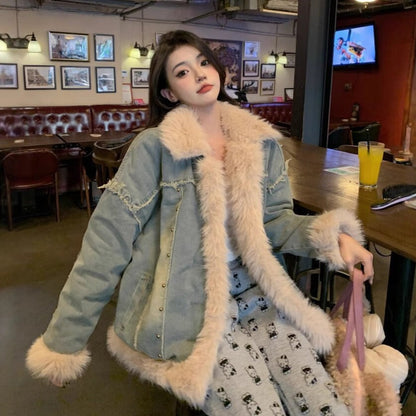 Delilah | Women's Warm Denim Down Puffer Jacket