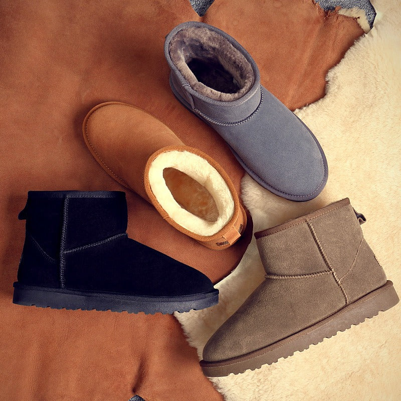 Women’s Ultra Mini Platform Boots – Cozy Brown Ankle Booties with Warm Fur Lining for Winterv