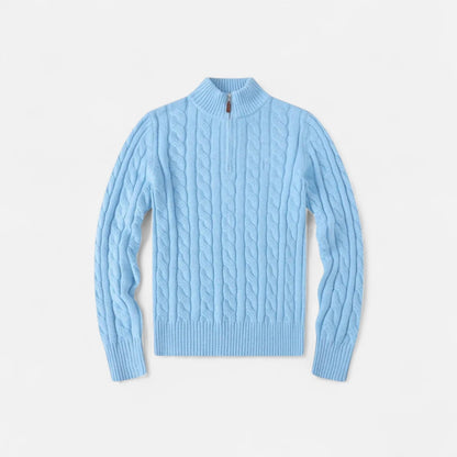 Women's Knit Sweater – Ribbed Half-Zip for Timeless Elegance