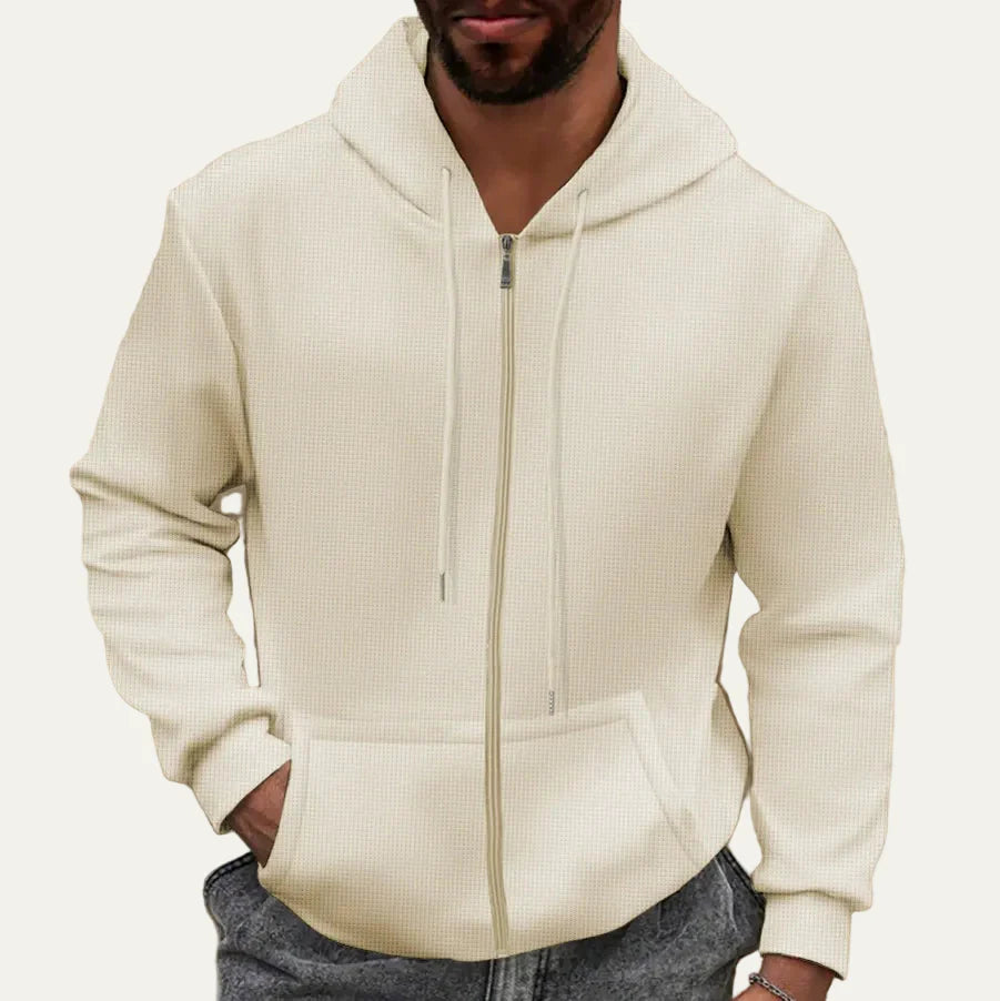 Men’s Textured Full Zip Hoodie with Kangaroo Pockets