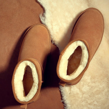 Women’s Ultra Mini Platform Boots – Cozy Brown Ankle Booties with Warm Fur Lining for Winterv