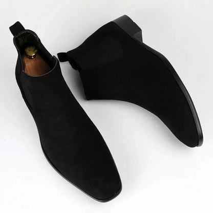 Classic Men's Chelsea Boots with Suede Look