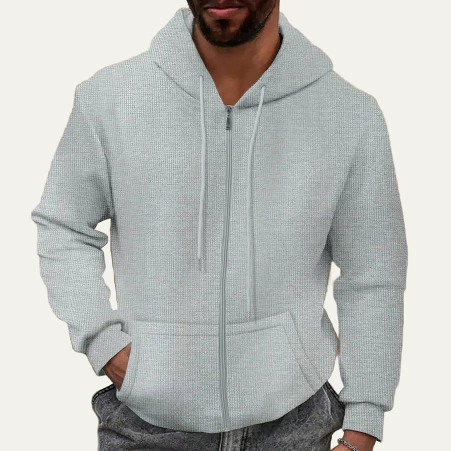 Men’s Textured Full Zip Hoodie with Kangaroo Pockets