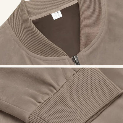 Men’s Suede Texture Classic Zip Bomber Jacket