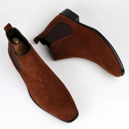 Classic Men's Chelsea Boots with Suede Look