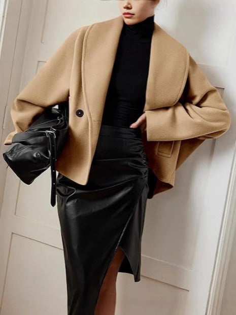 Ariya | Elegant Wool Pockets Loose Coat