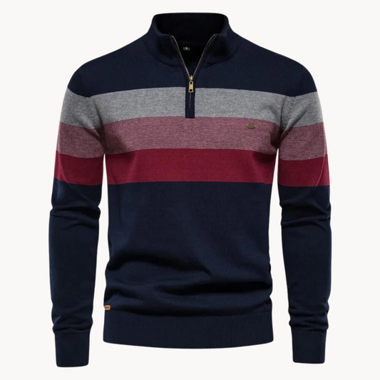 Striped Half-Zip Knitted Sweater Men
