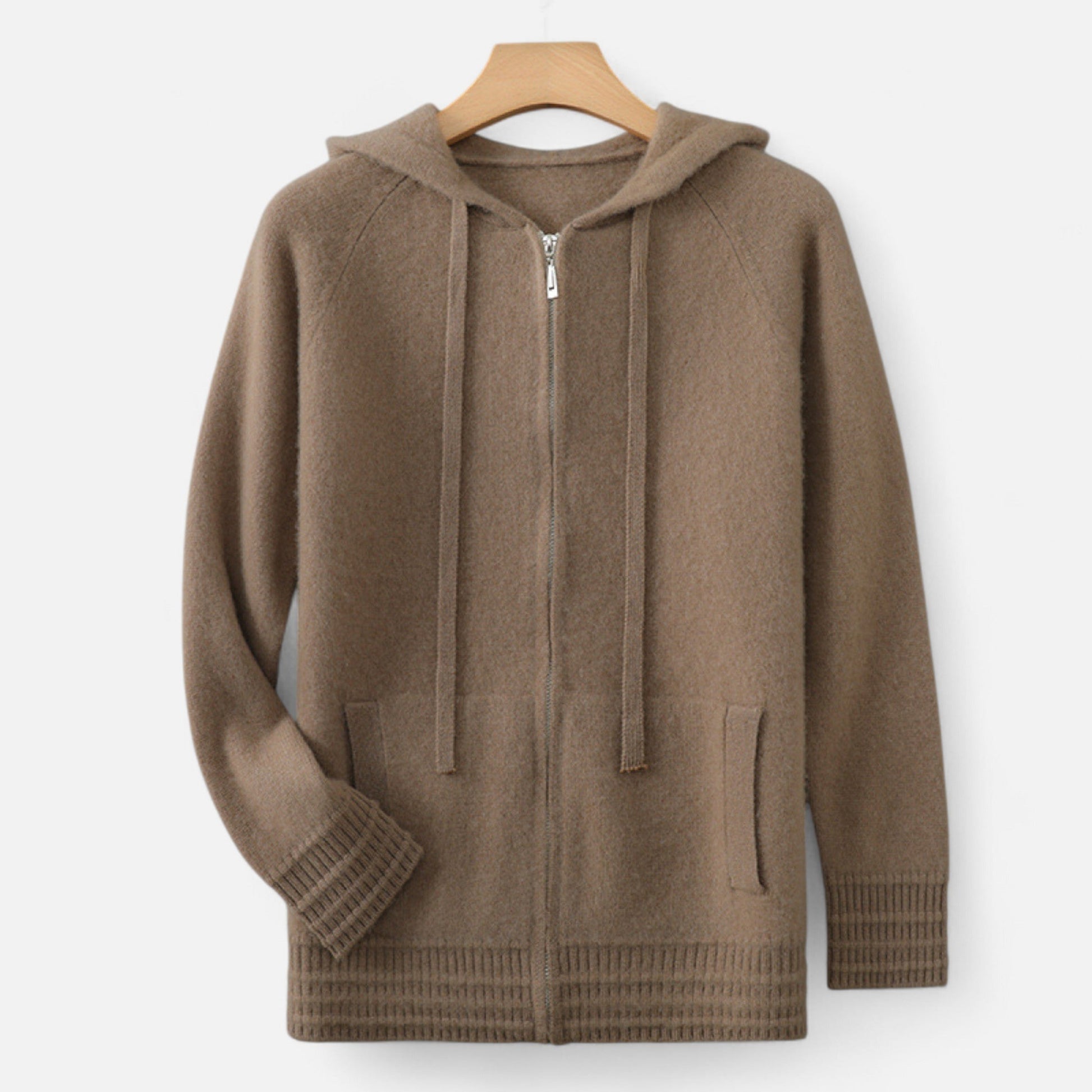 Cozy Cable Knit Hooded Zip Sweater - BritishElegance