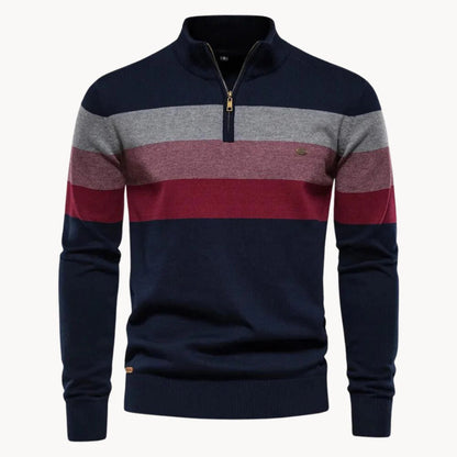 Men’s Striped Quarter Zip Knit Jumper