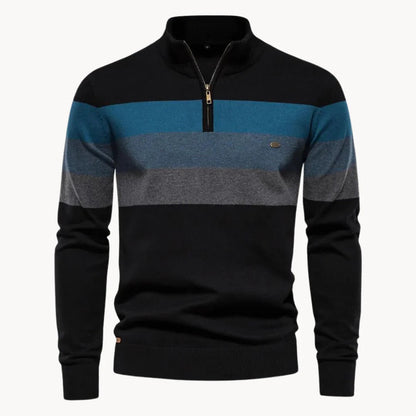 Men’s Striped Quarter Zip Knit Jumper