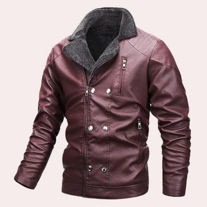 Cevori Shearling Lined Design Faux Leather Jacket
