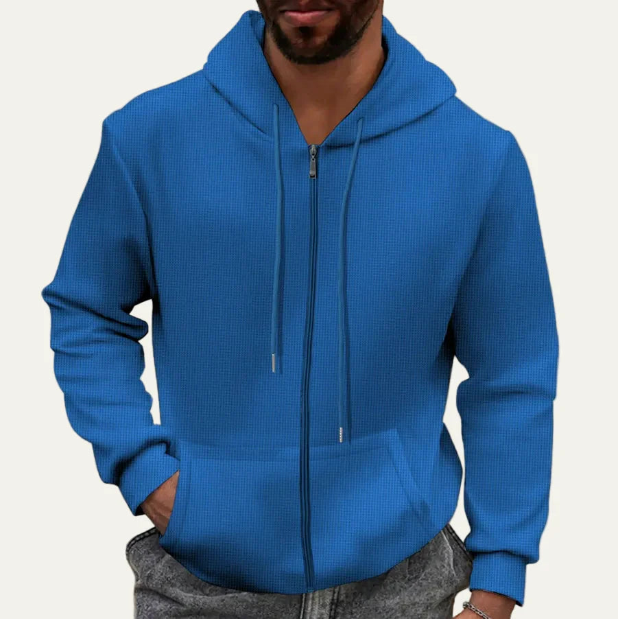 Men’s Textured Full Zip Hoodie with Kangaroo Pockets