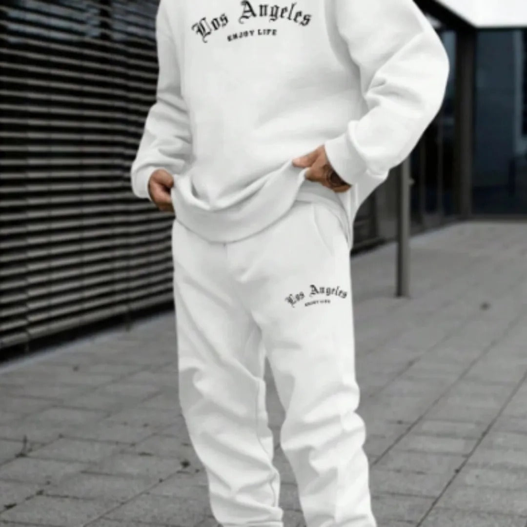 Relaxed Fit Hoodie Jogger Set with LA Graphic Print
